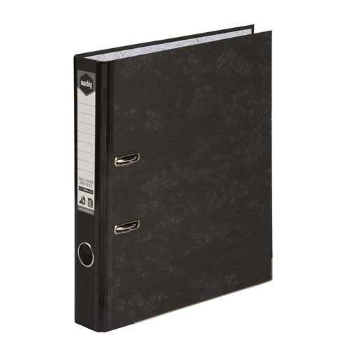 MARBIG® LEVER HALF ARCH FILE A4 REINFORCED SPINE BLACK MOTTLE
